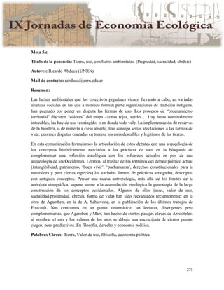 Actas IX Jornadas Economía Ecológica