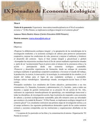 Actas IX Jornadas Economía Ecológica