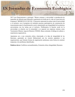 Actas IX Jornadas Economía Ecológica