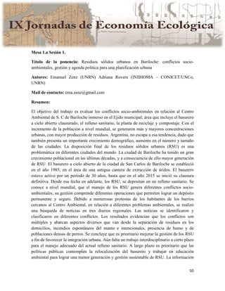 Actas IX Jornadas Economía Ecológica