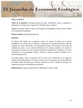 Actas IX Jornadas Economía Ecológica