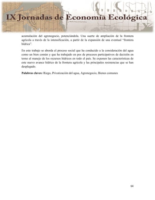 Actas IX Jornadas Economía Ecológica