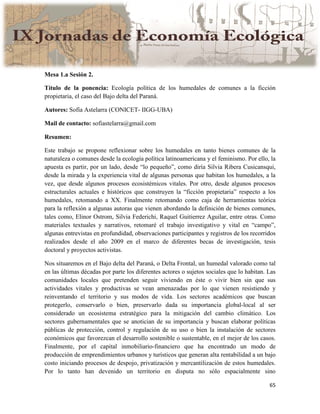 Actas IX Jornadas Economía Ecológica