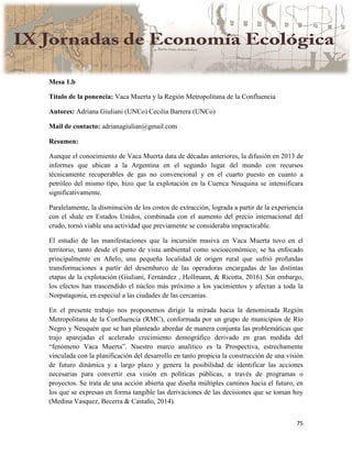 Actas IX Jornadas Economía Ecológica