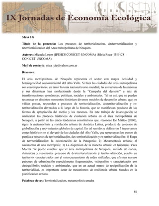 Actas IX Jornadas Economía Ecológica