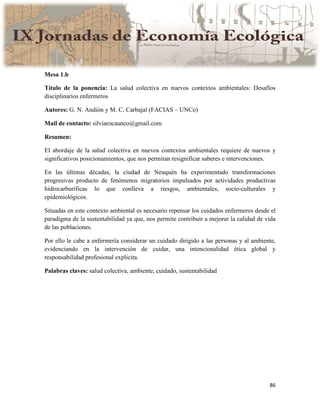 Actas IX Jornadas Economía Ecológica