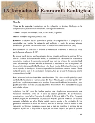 Actas IX Jornadas Economía Ecológica