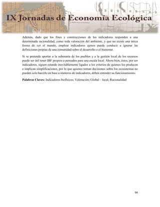 Actas IX Jornadas Economía Ecológica