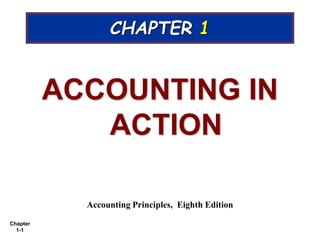 Chapter
1-1
CHAPTER 1
ACCOUNTING IN
ACTION
Accounting Principles, Eighth Edition
 