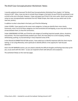 Act Case Worksheet.pdf Complete Set of Client Handouts and Worksheets from ACT books | PDF