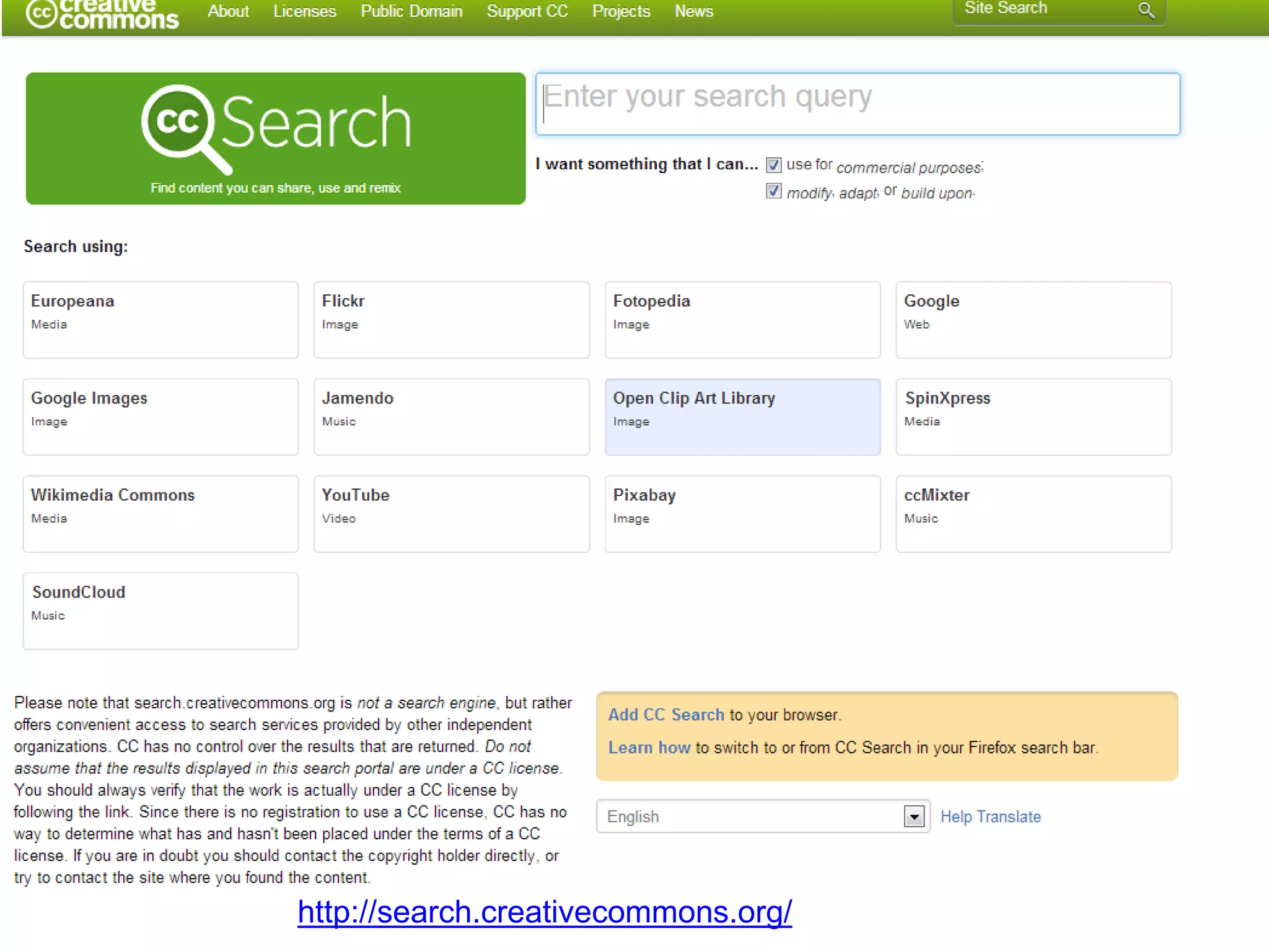 http://search.creativecommons.org/
 