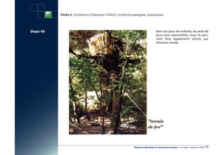Partie 2 : Conférence d’Alexander STAHLE, architecte-paysagiste, Spacescape




Diapo 45                                                                                Bien sûr pour les enfants, les aires de
                                                                                        jeux sont essentielles, mais ils peu-
                                                                                        vent être également attirés par
                                                                                        d’autres choses




                                                                                                                                                  55
                                                                «Réussir la Ville dense en l’ouvrant sur la nature» - Les Actes - Décembre 2009
 