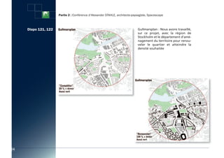 Partie 2 : Conférence d’Alexander STAHLE, architecte-paysagiste, Spacescape



      Diapo 121, 122                                                           Gullmarsplan : Nous avons travaillé,
                                                                               sur ce projet, avec la région de
                                                                               Stockholm et le département d’amé-
                                                                               nagement du territoire pour renou-
                                                                               veler le quartier et atteindre la
                                                                               densité souhaitée




108
 