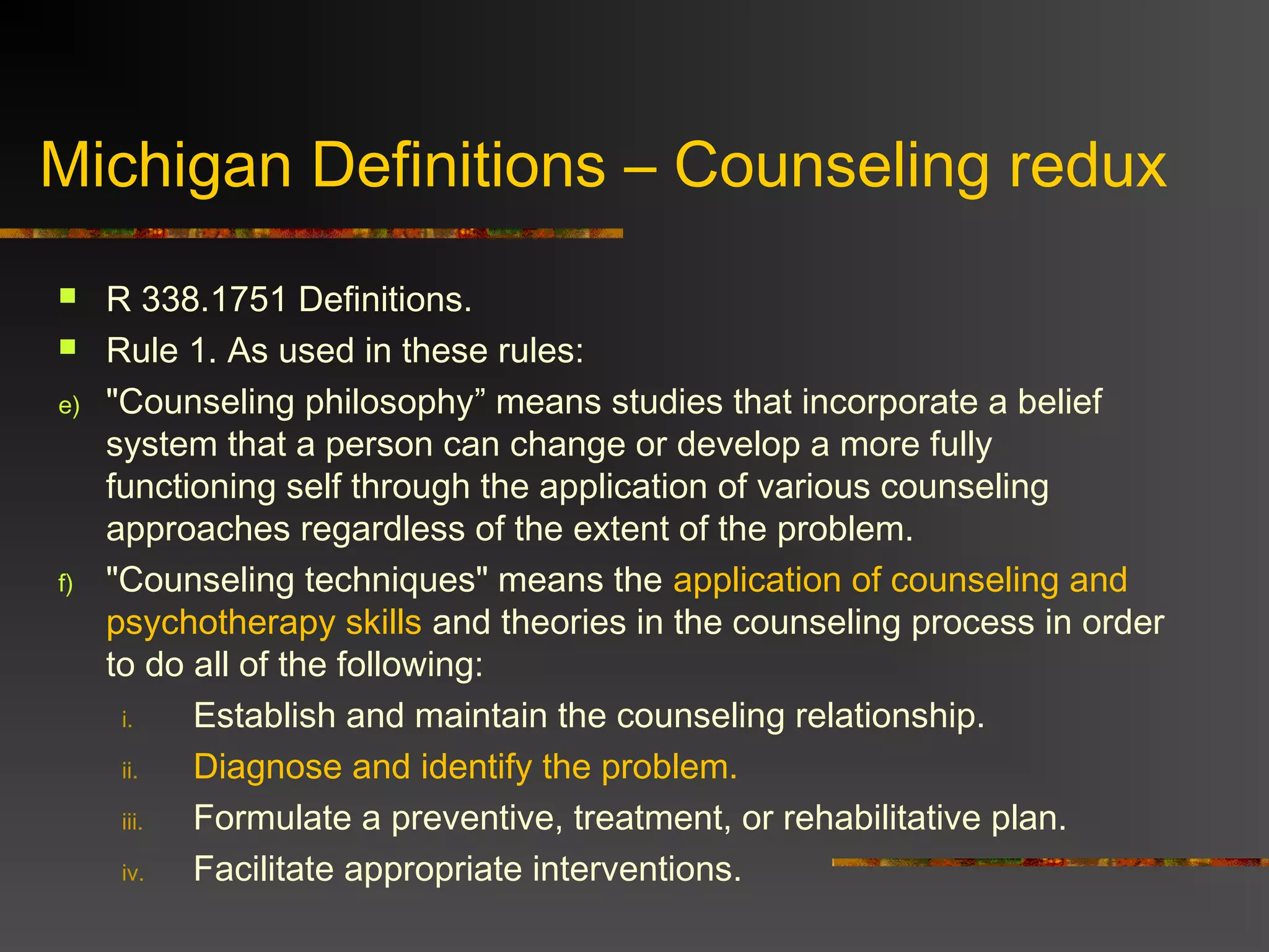 Michigan LPC Legal and Ethical Issues in Clinical Supervision | PPT