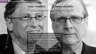 Douglas Carl Engelbart (1925 - 2013) est un ingénieur
américain, pionnier de l'informatique. Il est célèbre
pour avoir inventé la souris, ainsi que pour ses
travaux sur le développement de l'interface homme-
machine et pour avoir développé le système
hypertexte, les réseaux informatiques et les
premières interfaces graphiques.
Il invente la souris en 1963 alors qu’il travaille au
Stanford Research Institute (SRI) mais ne la présente
au public qu’en 1968. La souris n'est encore qu'une
simple boite en bois contenant deux roues en métal
et un seul bouton. Au cours d’une démonstration
mémorable que l’on a appelé plus tard “The Mother
of All Demos” (la mère de toutes les démos), le 9
décembre 1968 au Convention Center à San
Francisco, Engelbart a présenté ses travaux à un
public de 1 000 informaticiens professionnels. Le
projet était l’aboutissement du travail effectué à
l’Augmentation Research Center de SRI International.
Il y présente la première souris informatique ainsi
que l’interface graphique du bureau, la
visioconférence, la téléconférence, le courrier
électronique et le système hypertexte !
Quelques années plus tard, le SRI accorde une licence
pour cette souris à Apple, pour une somme avoisinant
les 40 000 $.
Douglas Engelbart
Inventeur de la souris
1963
INNOVATEURS
LES ACTEURS HISTORIQUES DE LA RÉVOLUTION NUMÉRIQUE
 