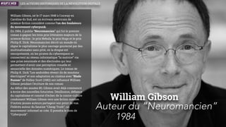 Steward Brand
1968
Stewart Brand, né le 14 décembre 1938 à Rockford
(Illinois)1, est l'un des auteurs, éditeurs et créateurs
du “Whole Earth Catalog” (1968). Il est le fondateur de
nombreuses organisations dont The WELL (Whole
Earth ‘Lectronic Link), une des plus anciennes
communautés en ligne (1985), le Global Business
Network et la Long Now Foundation dont il est
coprésident. Il a animé plusieurs conférences TED
Le Whole Earth Catalog était un recueil
encyclopédique d'outils, de textes et d’informations
qui a servi de “mode d’emploi” et de “corpus
idéologique” à toute la génération hippie.
Durant la ﬁn des années 1960 et le début des années
1970, environ 10 millions d’Américains vivaient en
communauté. Brand et sa femme Lois ont voyagé à
travers toutes ces communautés dans un camion
Dodge appelé “The Whole Earth Truck Store”. Ce
catalogue annuel répertoriait tous les outils jugés
“utiles” pour vivre en communauté de façon
autonome. La publication du Whole Earth Catalog a
coïncidé avec la montée en puissance de la culture
du “Do It Yourself” (DIY).
Ce catalogue a eu une inﬂluence considérable auprès
de nombreux chercheurs, développeurs et chefs
d’entreprises de la future Silicon Valley.
Créateur du “Whole Earth Catalog”
CONNECTEURS
LES ACTEURS HISTORIQUES DE LA RÉVOLUTION NUMÉRIQUE
 