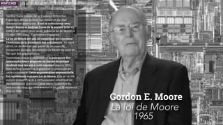 John Mauchly
Le premier ordinateur
1945
Presper Eckert
INNOVATEURS
Le premier dispositif pouvant être considéré
comme un véritable ordinateur est la machine ENIAC
conçue et construite par l’ingénieur Presper Eckert
et le physicien John Mauchly à l’université
de Pennsylvanie. Mis en service en 1945, ENIAC,
qui comportait près de 18.000 tubes à vide, pesait
presque trente tonnes et occupait un espace
équivalent à celui d’un petit appartement de trois
pièces, avait été réalisé à la demande de l’armée
américaine pour exécuter automatiquement
et beaucoup plus rapidement qu’à la main les longs
et complexes calculs nécessaires pour établir,
en balistique, des tables de tir.
Il était entièrement électronique, numérique
et il s’agissait d’une vraie machine universelle
et programmable. Pour l’imaginer, Eckert et Mauchly
s’étaient inspirés des travaux de plusieurs autres
scientiﬁques et techniciens, notamment ceux
de John Vincent Atanassof, avec qui Mauchly avait eu
une série d’échanges, par lettres.
LES ACTEURS HISTORIQUES DE LA RÉVOLUTION NUMÉRIQUE
 