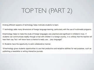 TOP TEN (PART 2)
 