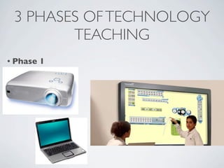 3 PHASES OF TECHNOLOGY
        TEACHING
• Phase   1
 