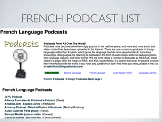 FRENCH PODCAST LIST
 