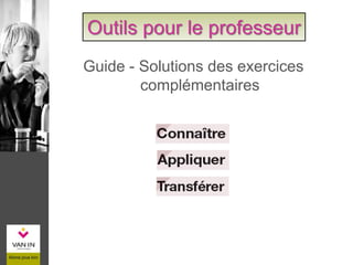 Guide - Solutions des exercices
complémentaires
Outils pour le professeur
 