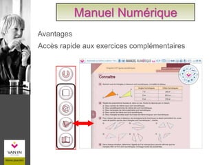 Accès rapide aux exercices complémentaires
Manuel Numérique
Avantages
 