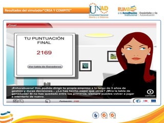 Resultados del simulador“CREA Y COMPITE”
 