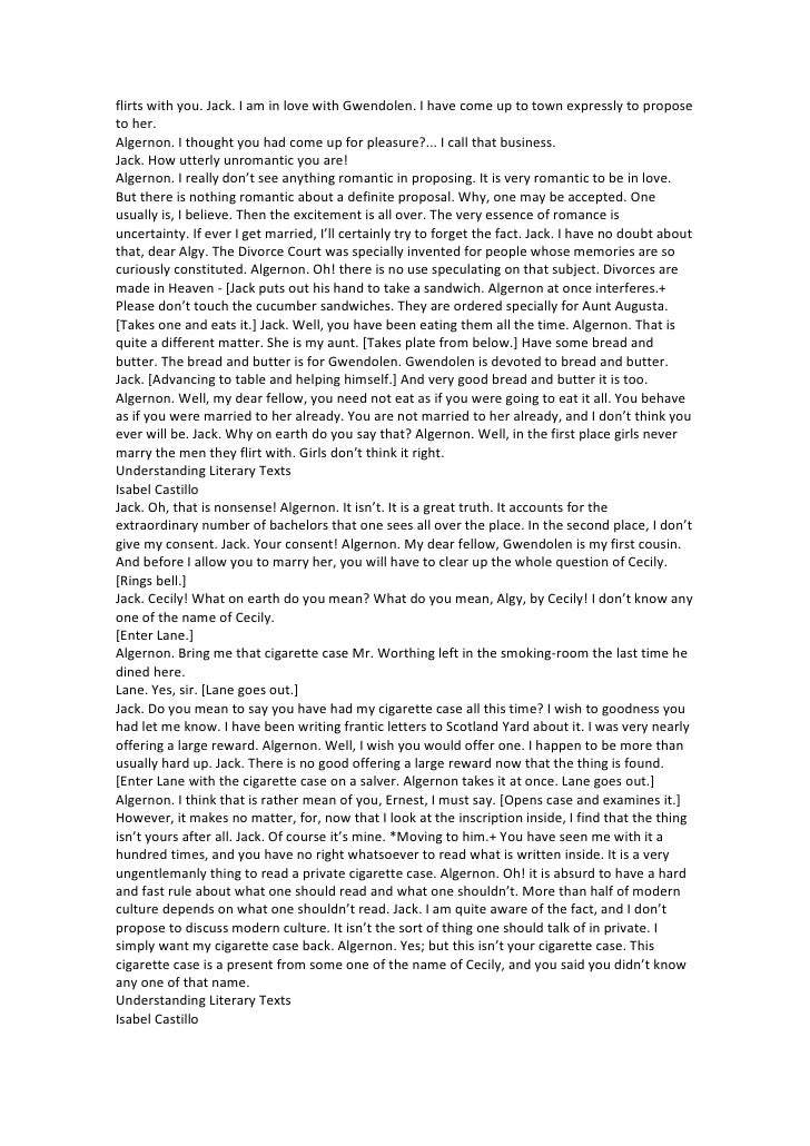 Act i of the importance of being earnest