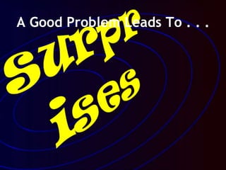 A Good Problem Leads To . . .
 