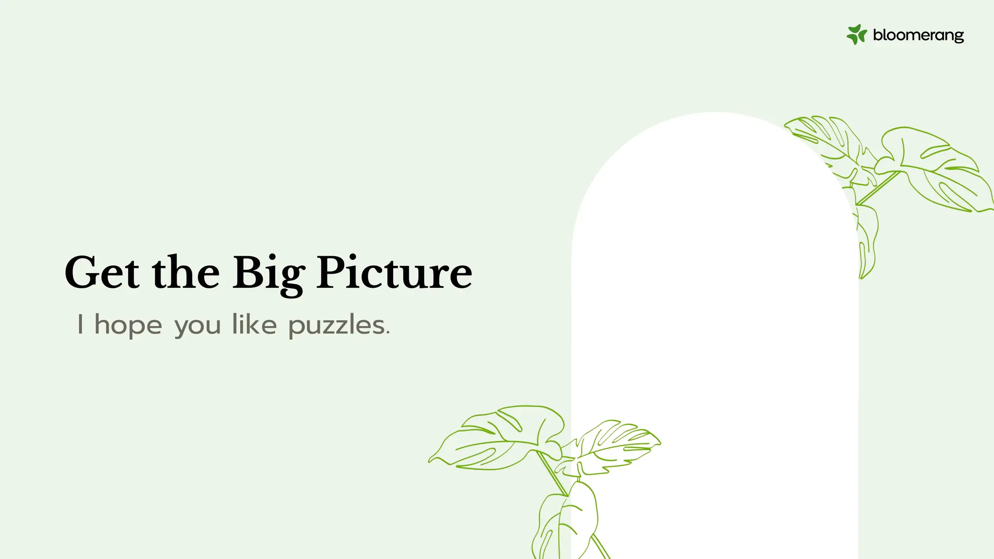 Get the Big Picture
I hope you like puzzles.
 