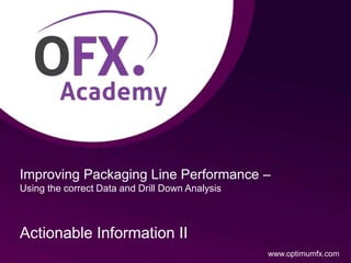 Improving Packaging Line Performance –
Using the correct Data and Drill Down Analysis
Actionable Information II
www.optimumfx.com
 