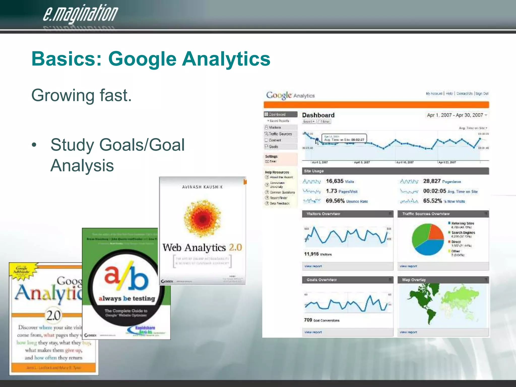Basics: Google AnalyticsGrowing fast.  Study Goals/Goal Analysis