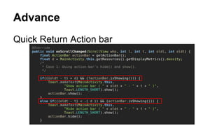 Advance
Quick Return Action bar
 