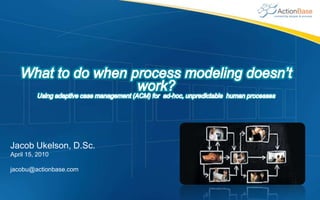 What to do when process modeling doesn’t work? Using adaptive case management (ACM) for  ad-hoc, unpredictable  human processes Jacob Ukelson, D.Sc. April 15, 2010 jacobu@actionbase.com 