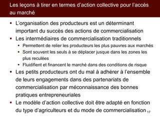 Modèles d’action collective pour les producteurs et leurs filières de commercialisation