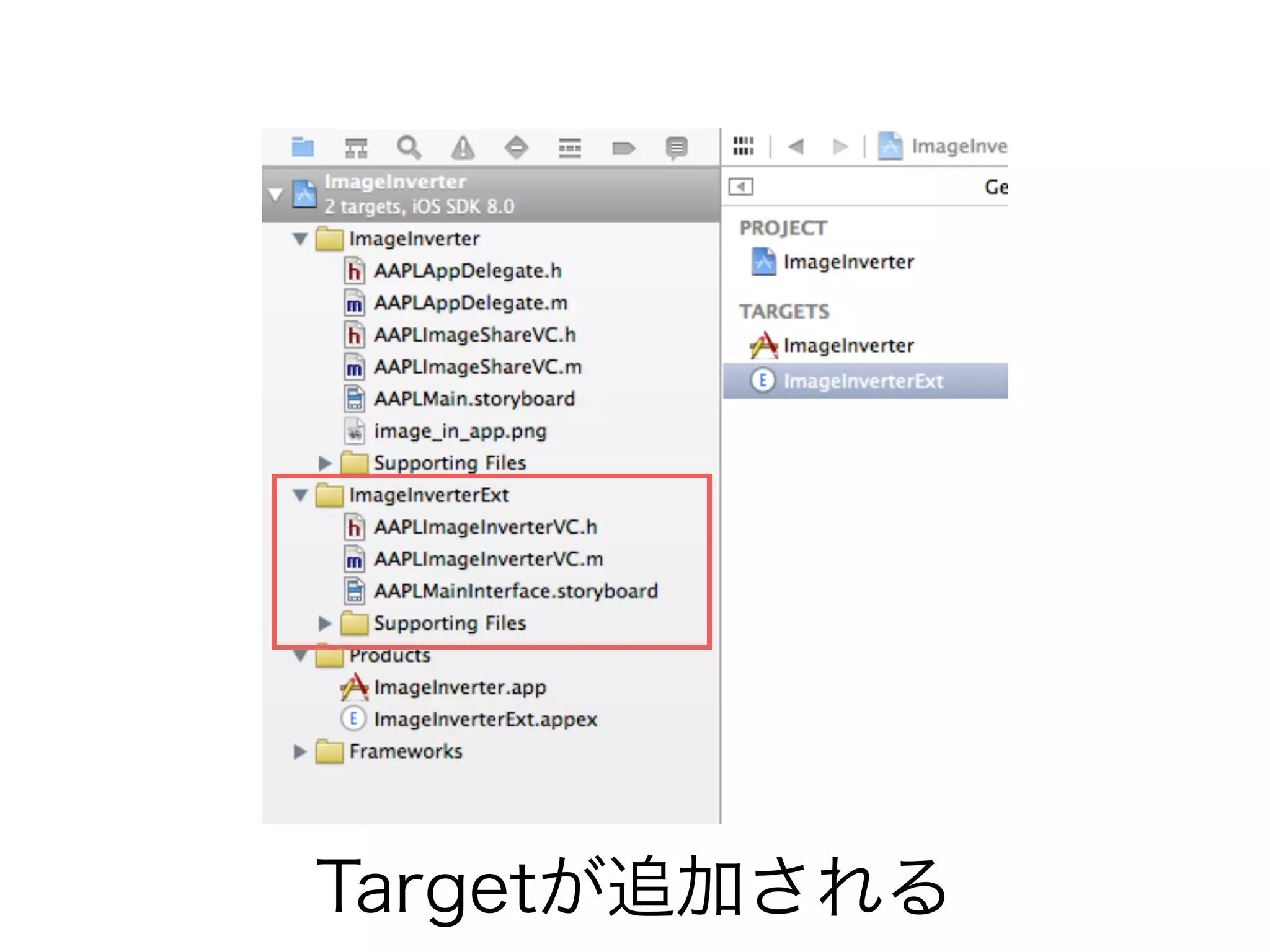 Targetが追加される
 