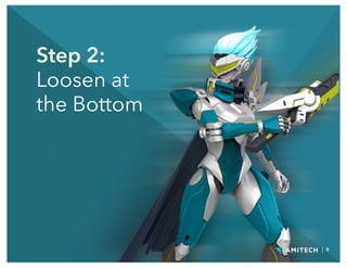 Step 2:
Loosen at
the Bottom
| 9
 