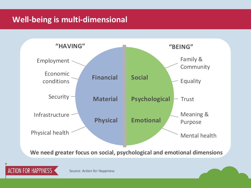 Wellbeing is multidimensional “ HAVING”