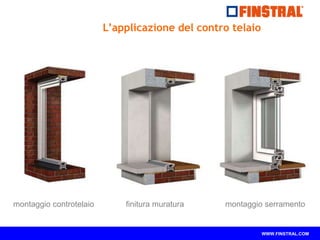 montaggio controtelaio finitura muratura montaggio serramento 
WWW.FINSTRAL.COM 
L’applicazione del contro telaio 
 