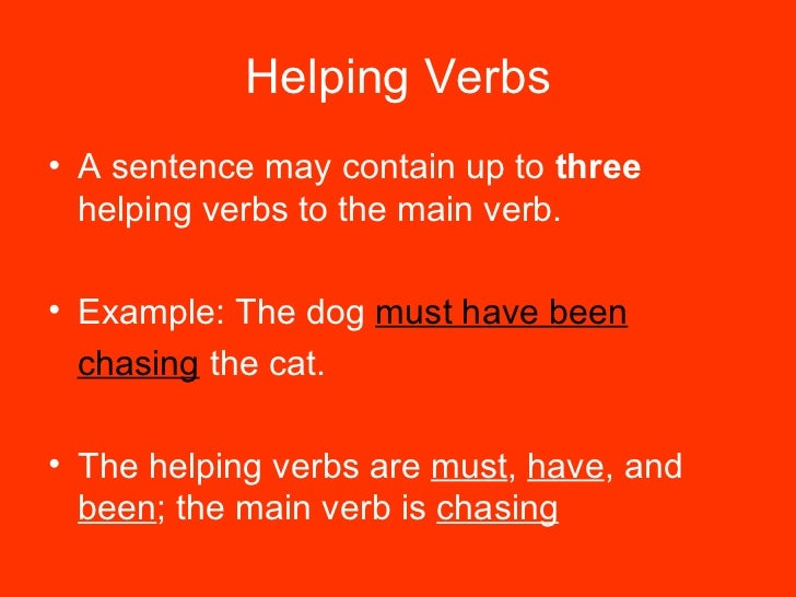 What are some examples of helping verbs?
