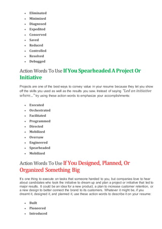 Action or Power Verbs for CV Bullet - Action Or Power Verbs For CV Bullet Points Different Categories Of Duties With Over 200 Examples Of The Exact Descriptive Verbs 9 320