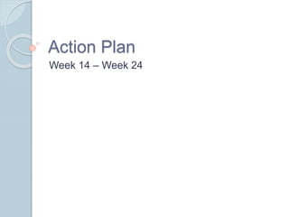Action Plan
Week 14 – Week 24
 