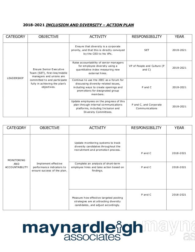 Diversity And Inclusion Action Plan Template