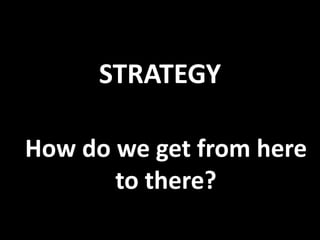 STRATEGY
How do we get from here
to there?
 