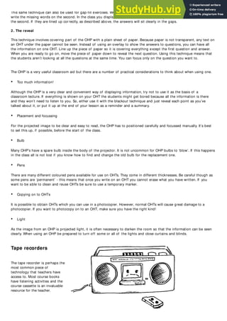 Activity Oht Action Plan For Teachers A Guide To Teaching English By Callum ...