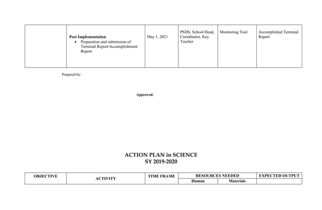 action plan in science and health for the school year.docx
