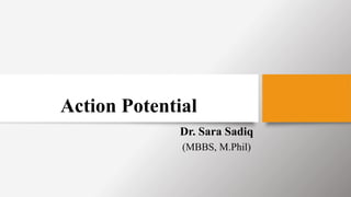 Action Potential
Dr. Sara Sadiq
(MBBS, M.Phil)
 