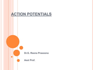 ACTION POTENTIALS
Dr.G. Reena Prasoona
Asst Prof.
 