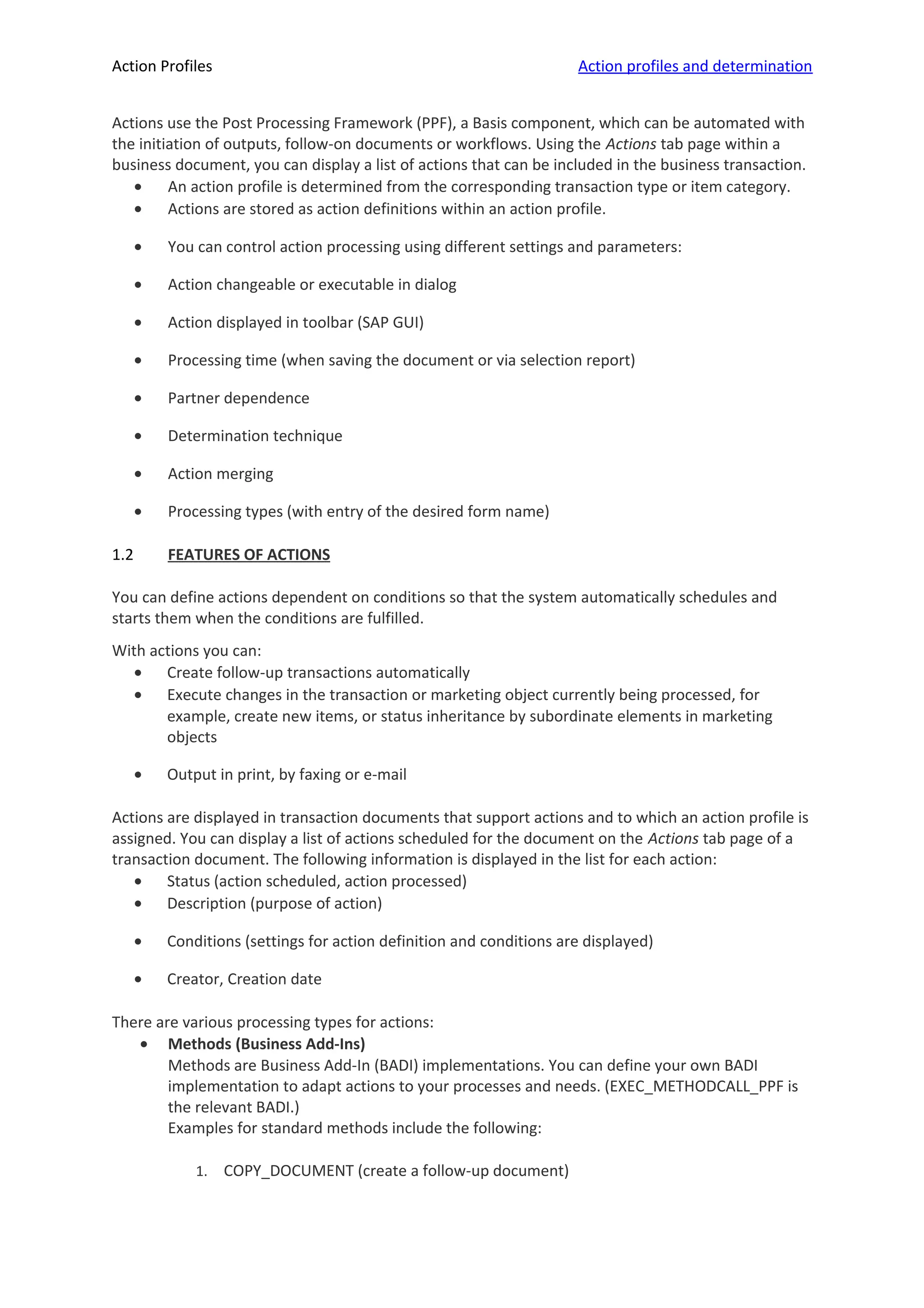 Action profiles in sap | DOC