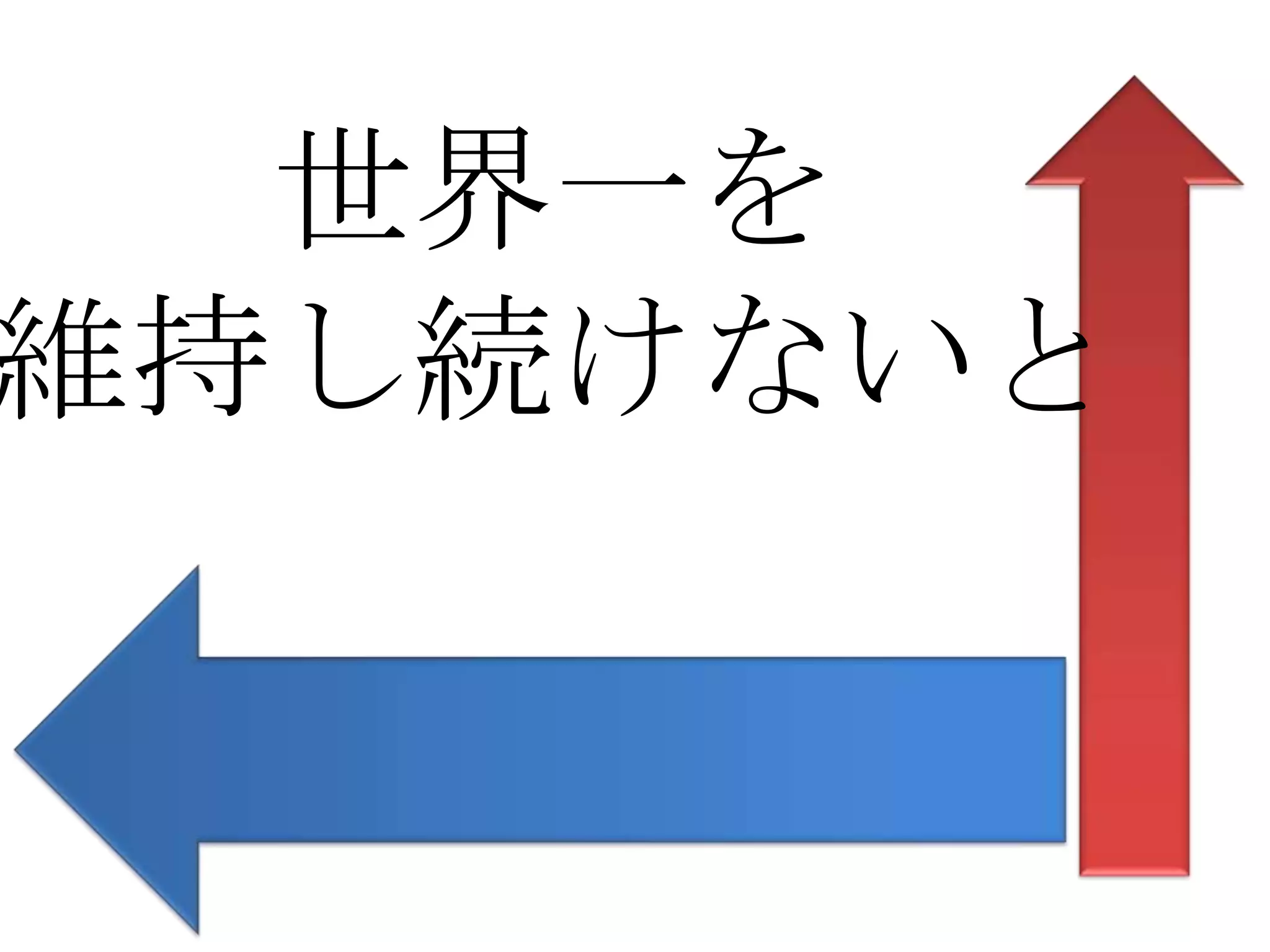 世界一を
維持し続けないと
 